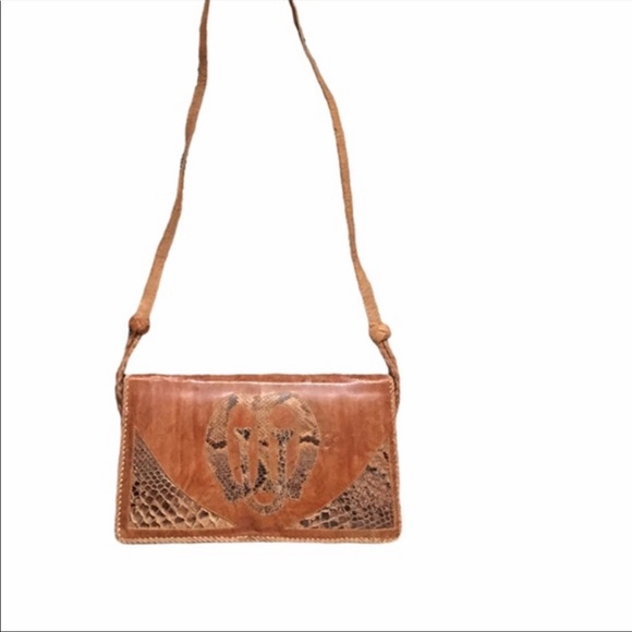 Vintage 60s Leather Bag Snakeskin - Picture 2 of 8